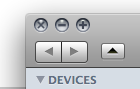 The “go to parent folder” button in the Finder toolbar